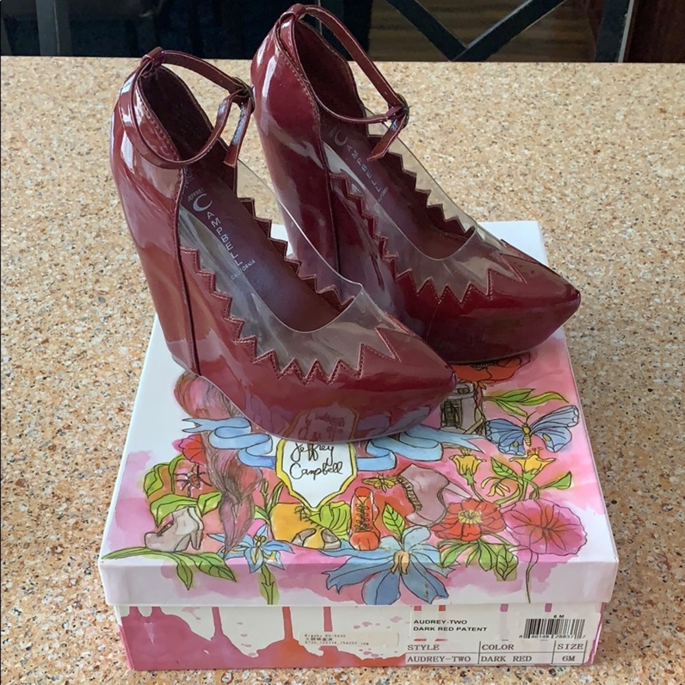 Jeffrey Campbell Wedges Audrey Dark Red Patent